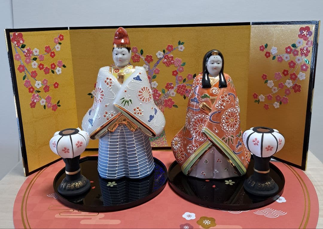 特価3月3日まで k-④ 九谷焼 ひな人形 親王立ち雛 白