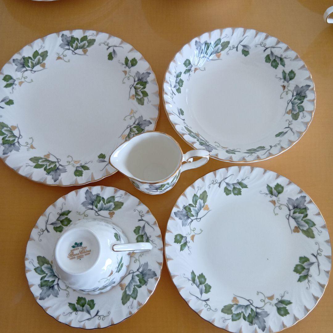 今だけ特価!!美品！HOYAボーンチャイナ グリーンリーフ洋食器セット昭和レトロ