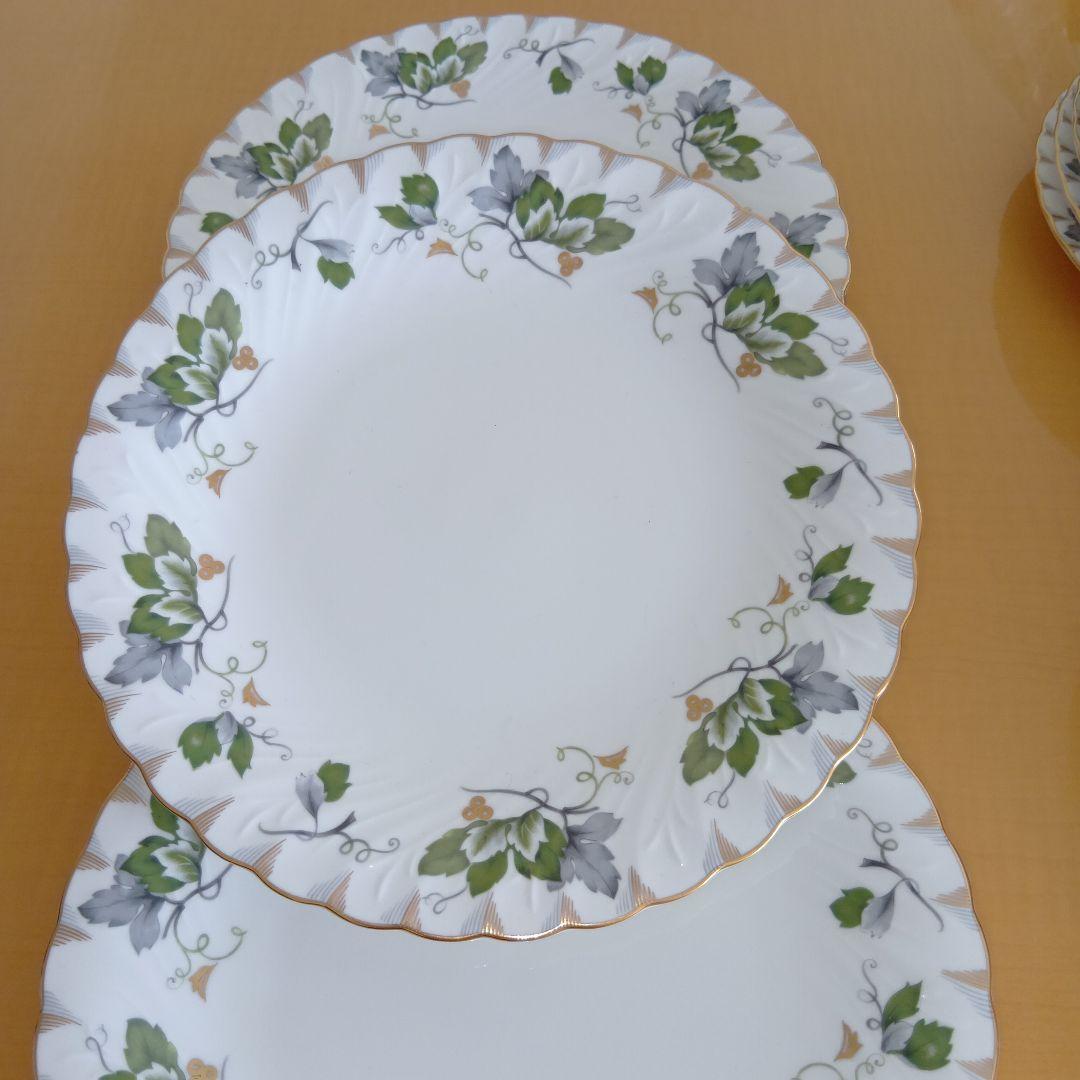 今だけ特価!!美品！HOYAボーンチャイナ グリーンリーフ洋食器セット昭和レトロ