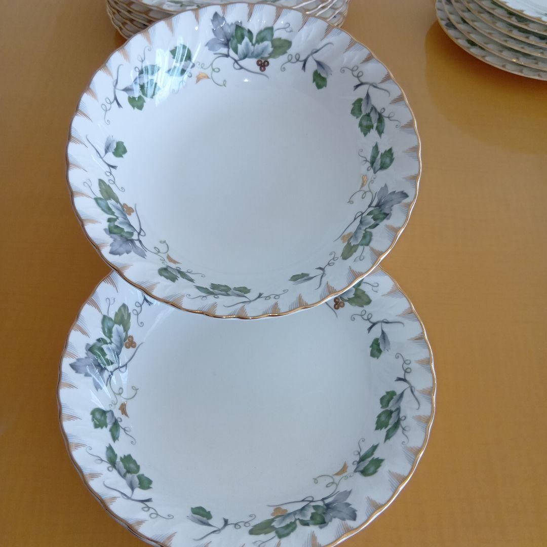 今だけ特価!!美品！HOYAボーンチャイナ グリーンリーフ洋食器セット昭和レトロ