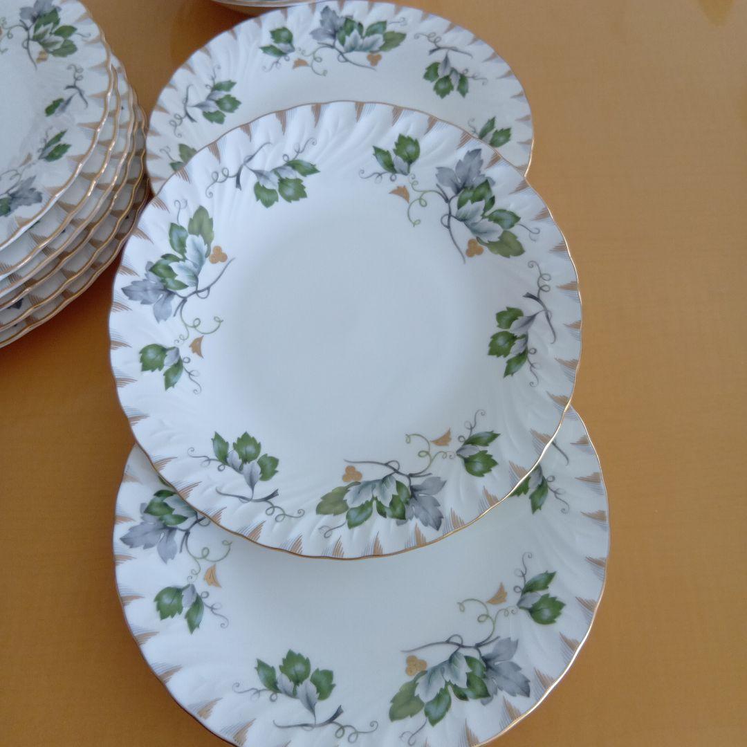 今だけ特価!!美品！HOYAボーンチャイナ グリーンリーフ洋食器セット昭和レトロ