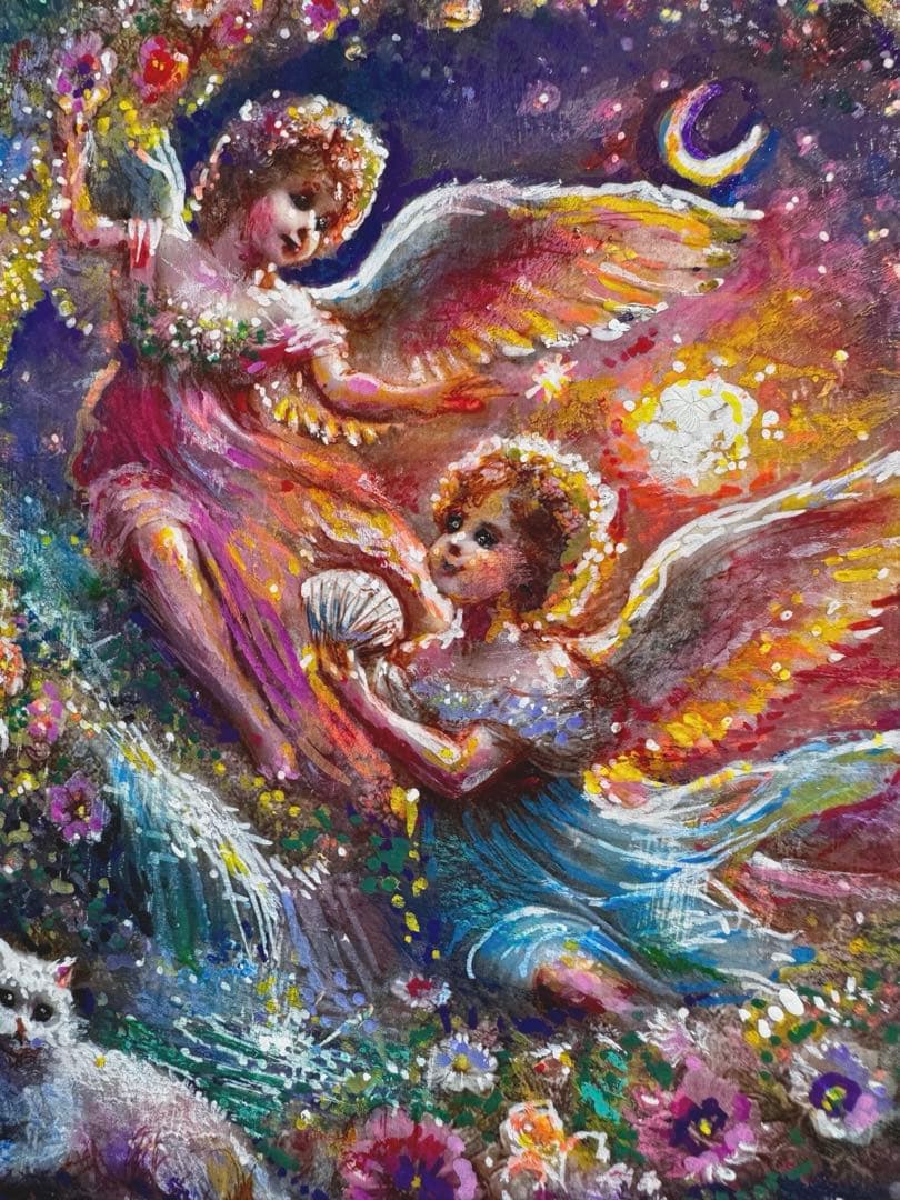 絵画原画《追憶の音色》　天使と黄昏の絵