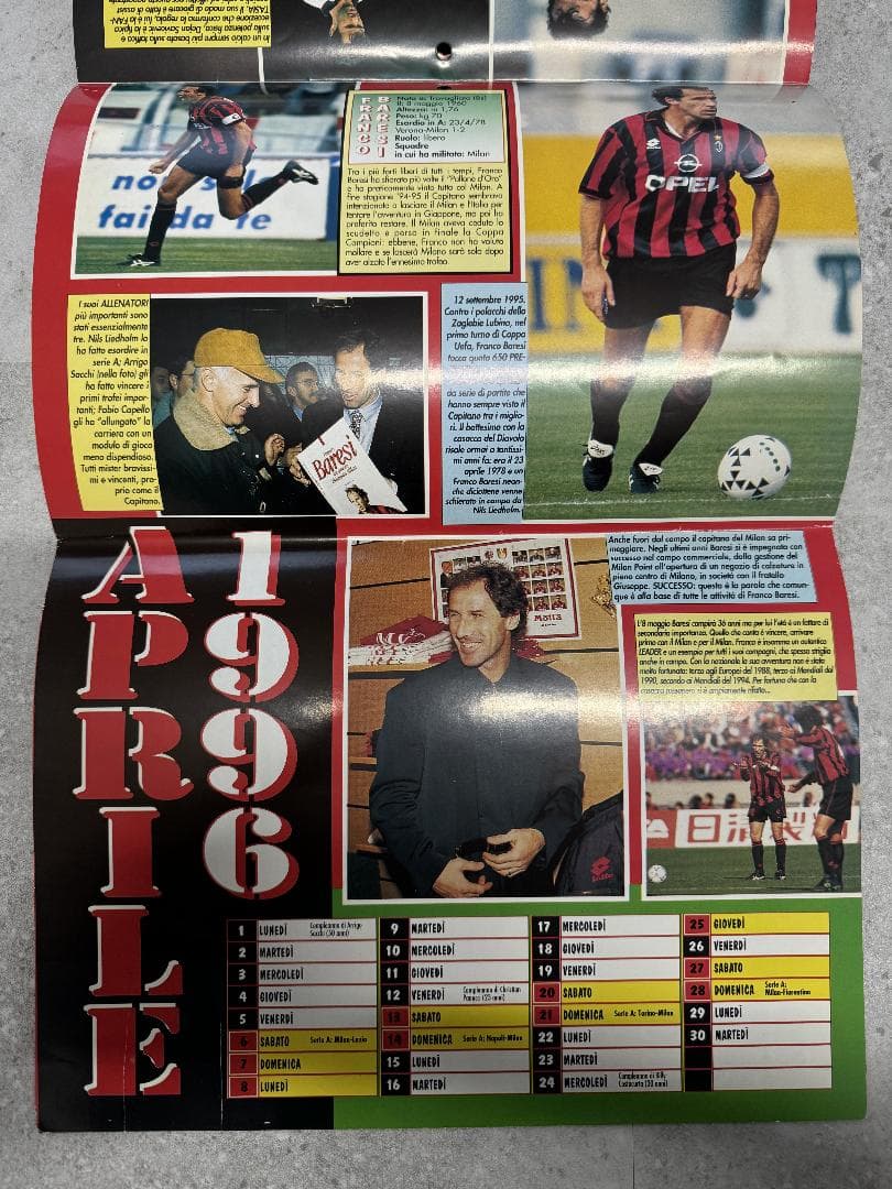 AC MILAN 1995 1996　カレンダー　当時物