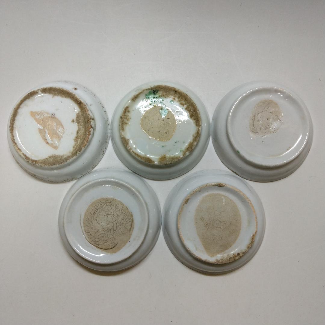 中国古玩 呉須 赤絵 小皿5枚 茶道具 時代物 -1