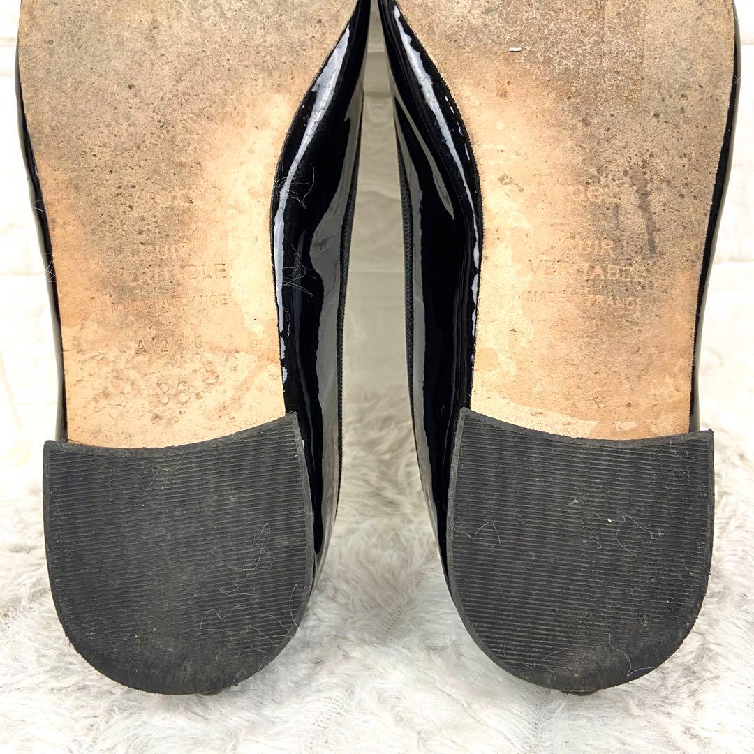 repetto レペット エナメル バレエシューズ フラット ブラック 38