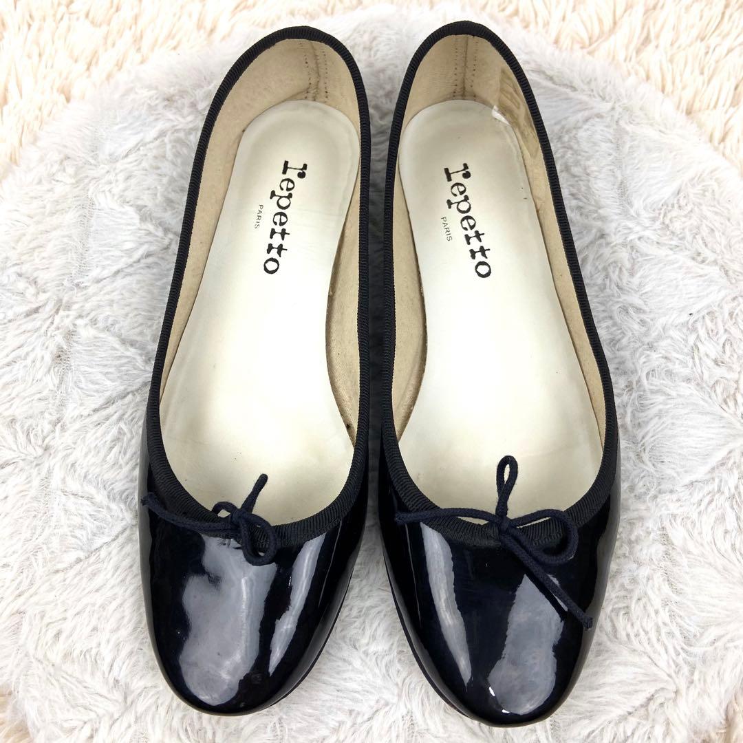 repetto レペット エナメル バレエシューズ フラット ブラック 38