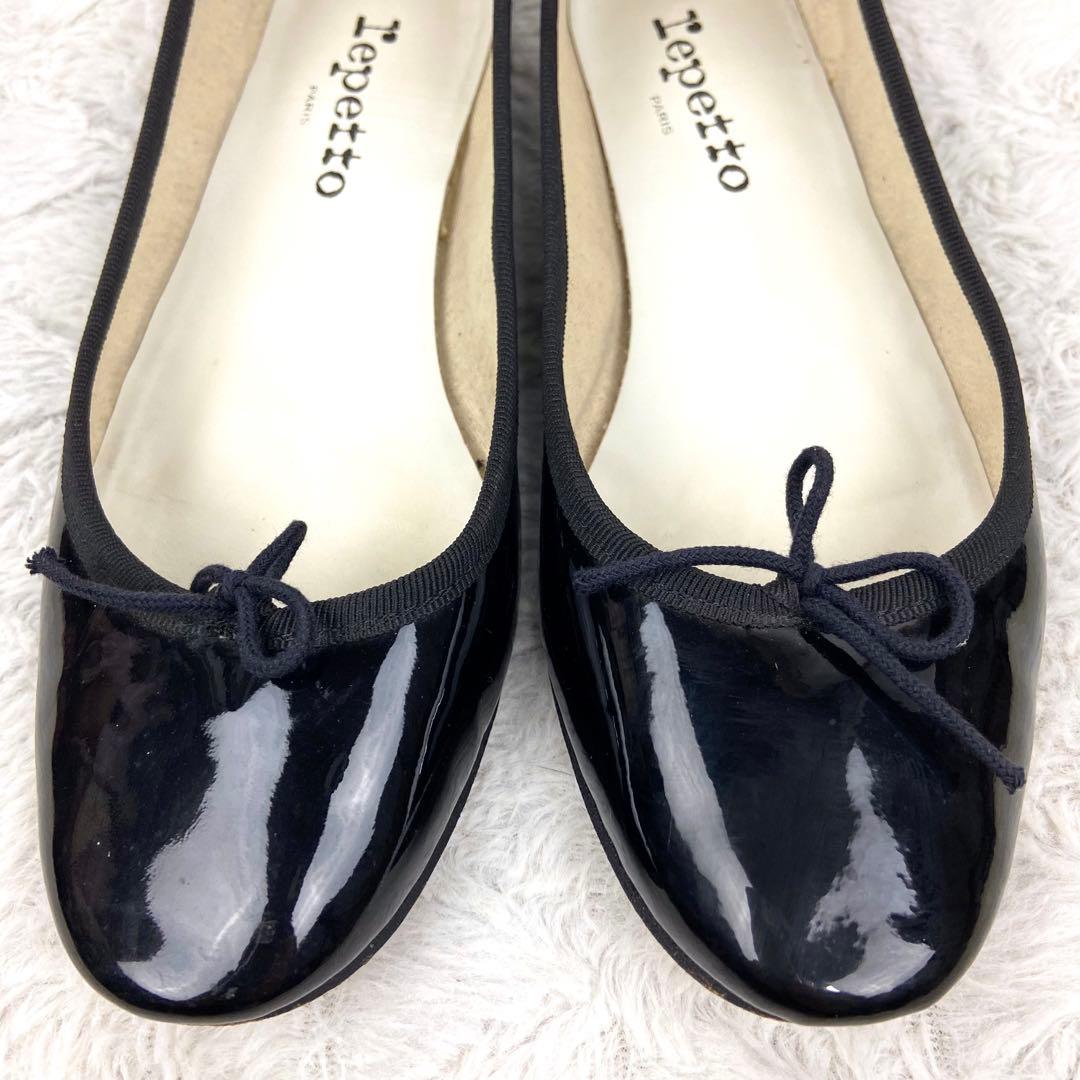 repetto レペット エナメル バレエシューズ フラット ブラック 38