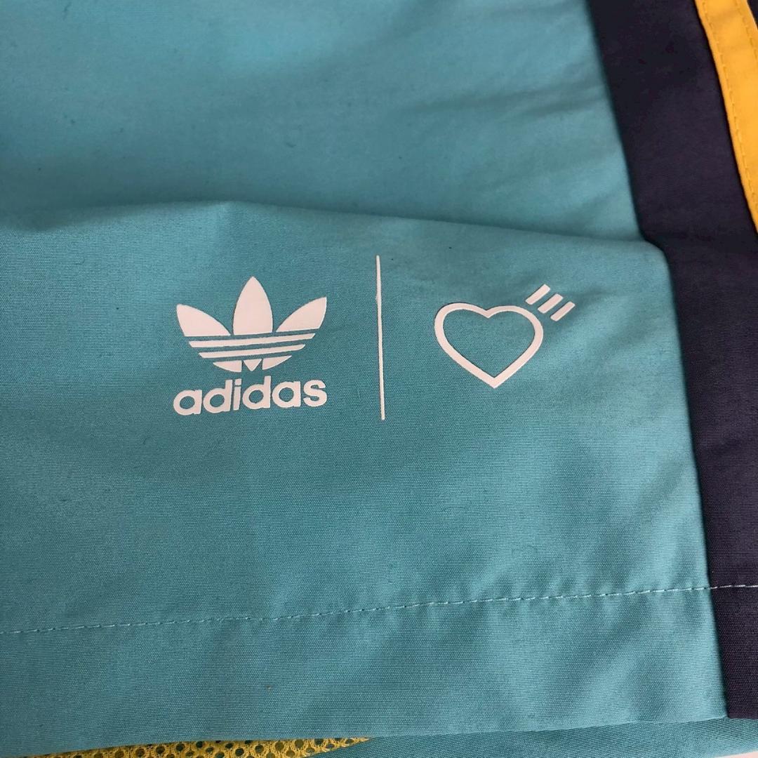 adidas × HUMAN MADE ウィンドショーツ 水色 Lサイズ