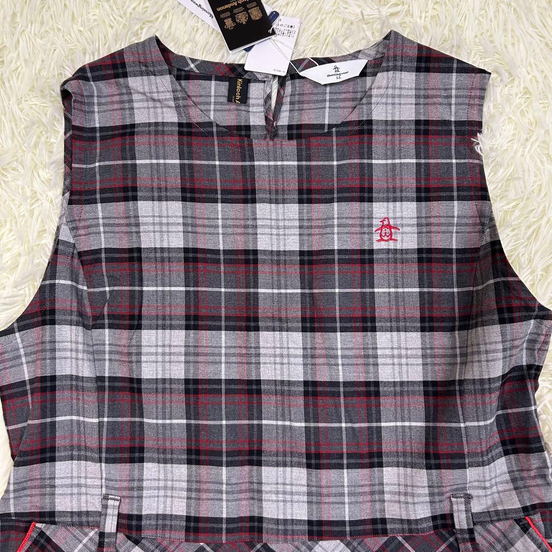 【新品】洗える♡ マンシングウェア タータンチェックノースリーブワンピース LL