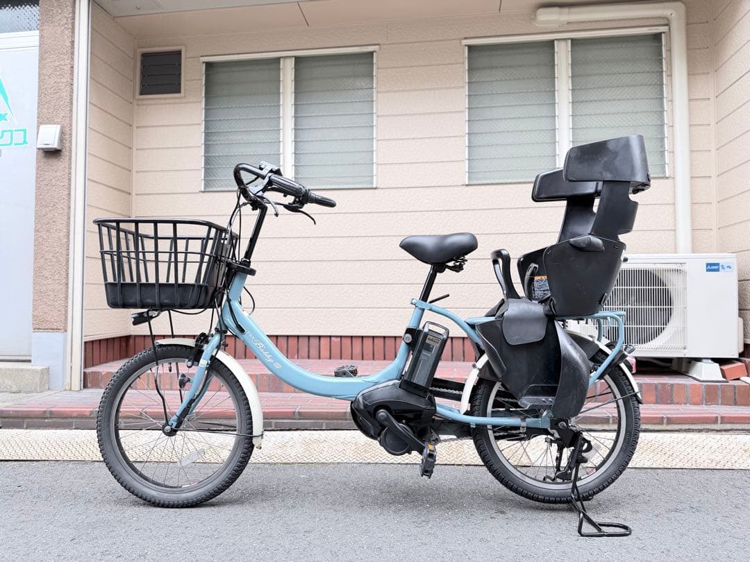 子供乗せ　ヤマハ　水色 電動アシスト自転車 チャイルドシート付き