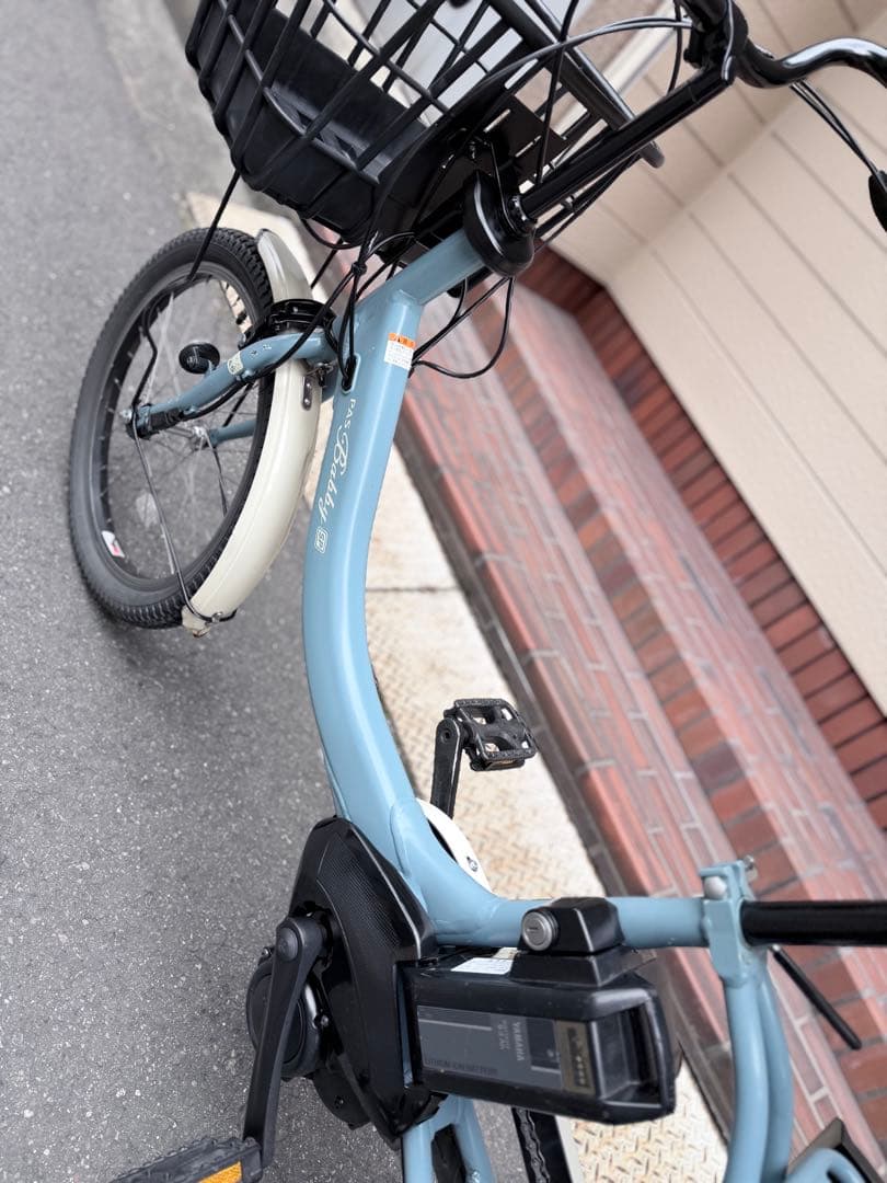 子供乗せ　ヤマハ　水色 電動アシスト自転車 チャイルドシート付き