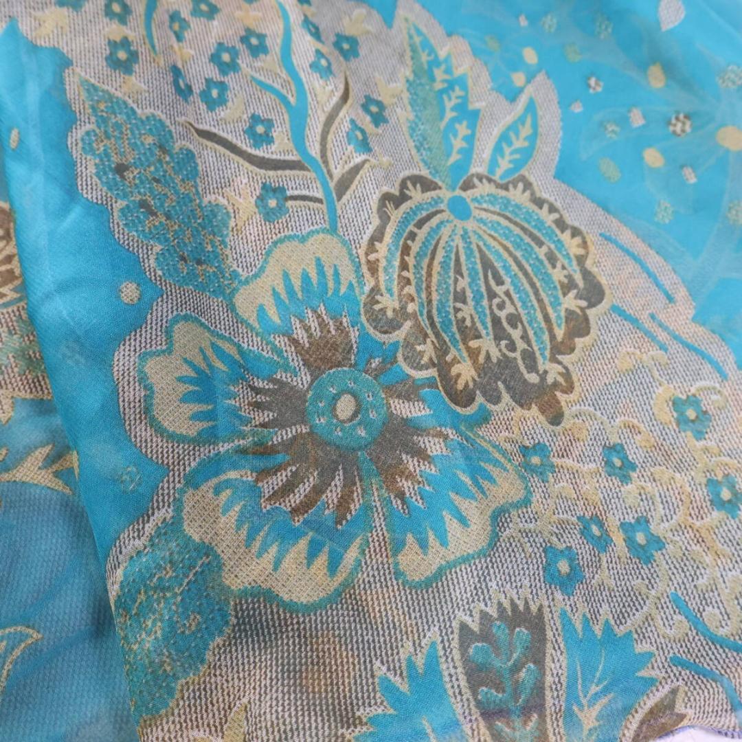 【ベリーダンス用衣装】水色×ピンク シルバー 花柄 レース フリル 鮮やか