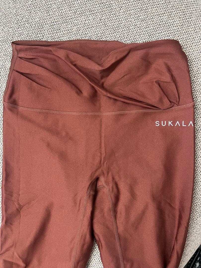 【美品】SUKALA レギンス S ブラウン アシンメトリー ヨガウェア