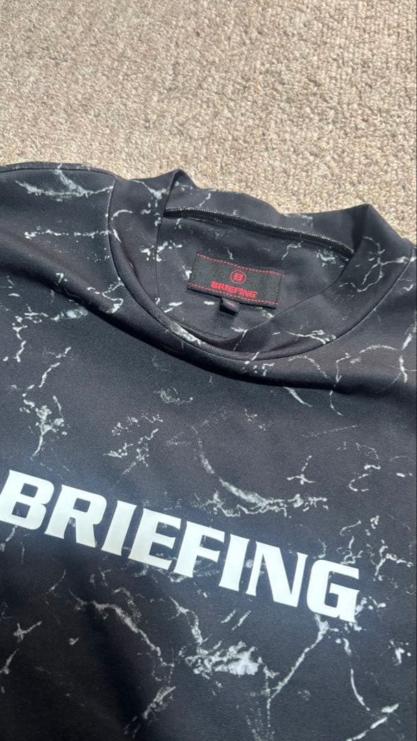BRIEFING 黒モックネックBIGサイズマーブル柄 半袖シャツ
