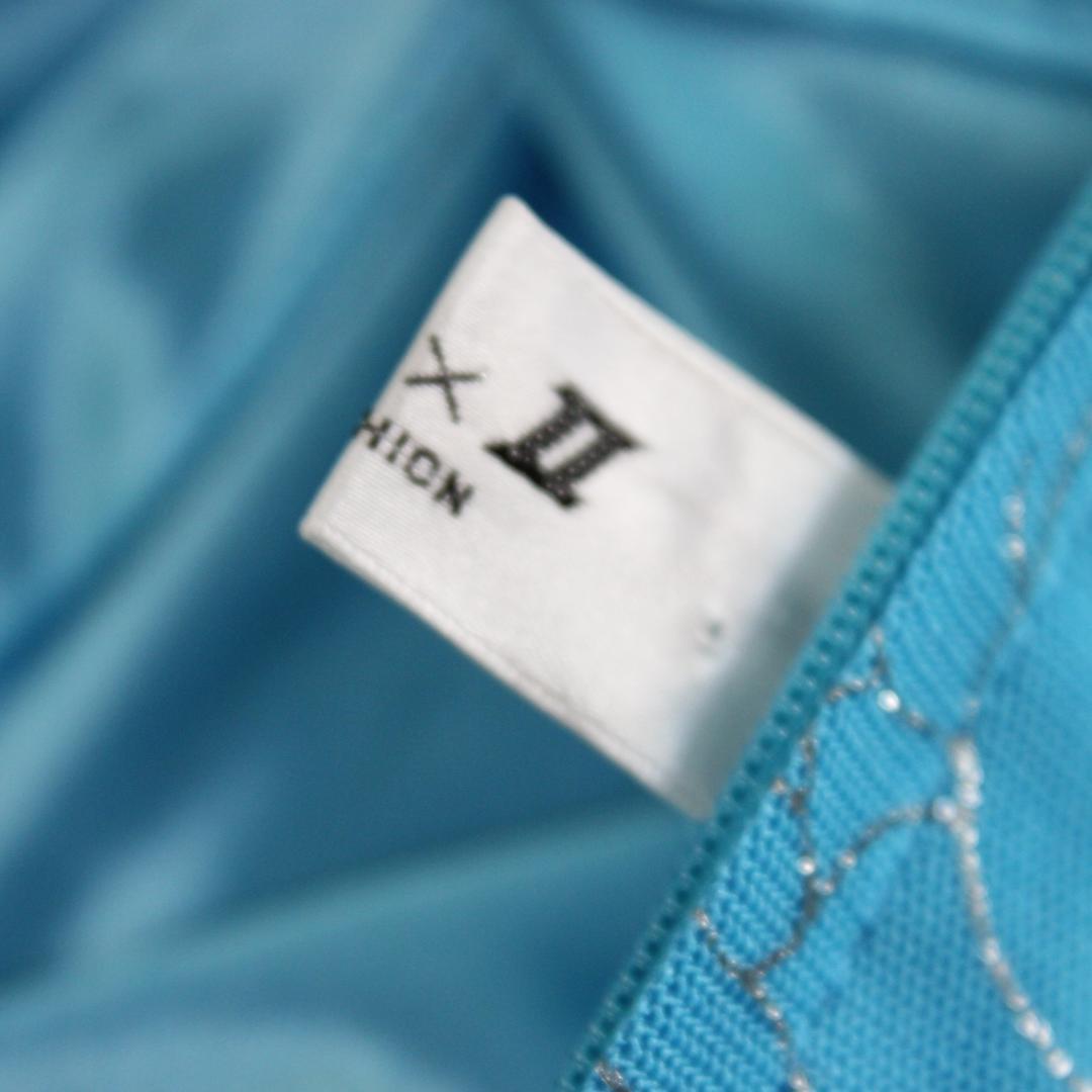 【美品 社交ダンス衣装】ワンピース ドレス un×Ⅱ 水色 スカイブルー 銀