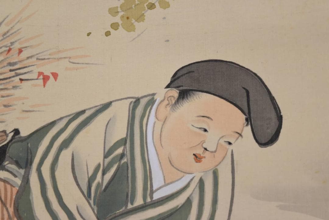 【真作】鴻業/養老之滝図/掛軸/名家伝来/AA-708