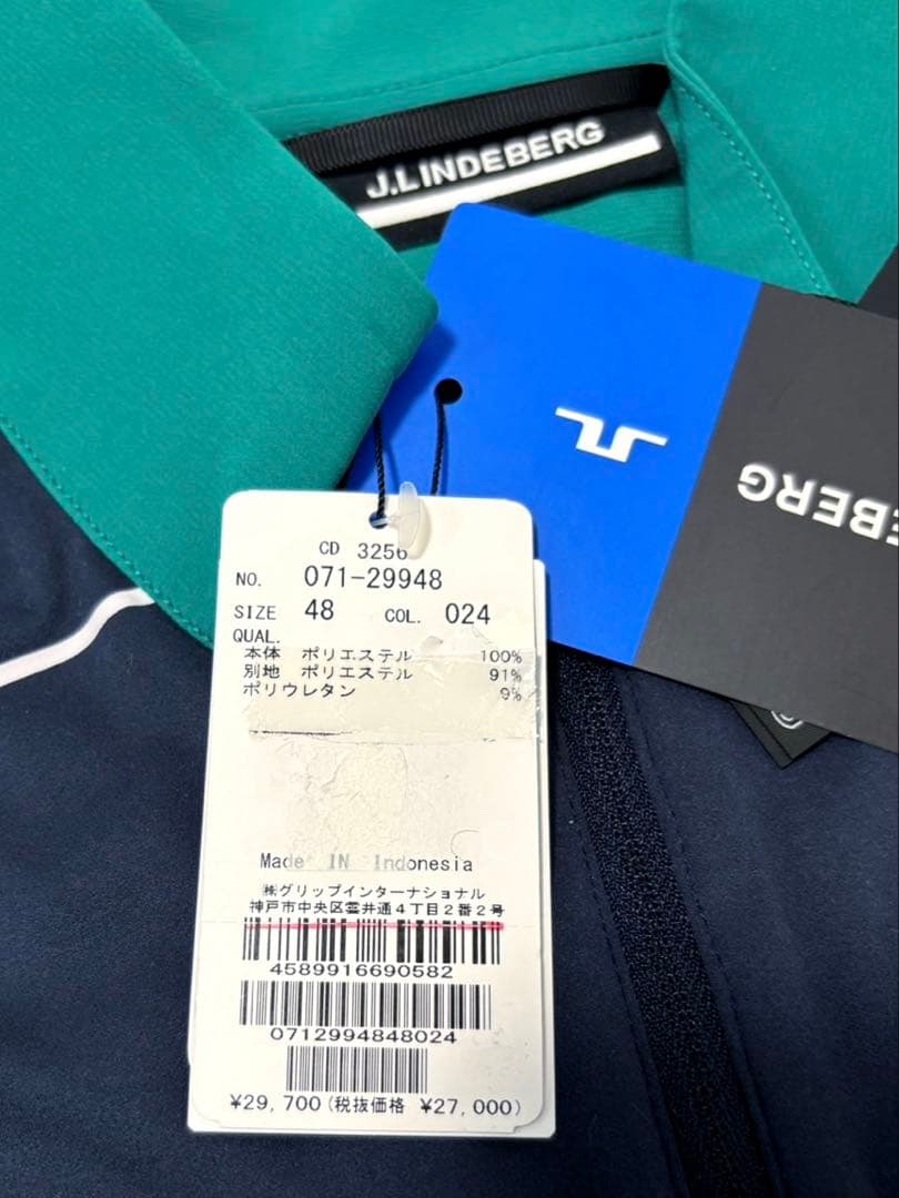 新品 J.LINDEBERG 半袖シャツ モックネック ハーフジップアップ L