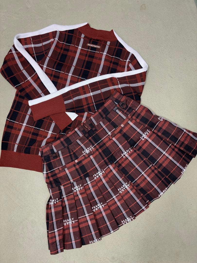 （超美品）パーリーゲイツ、グレンチェック柄シリーズ、セットアップ、サイズ1