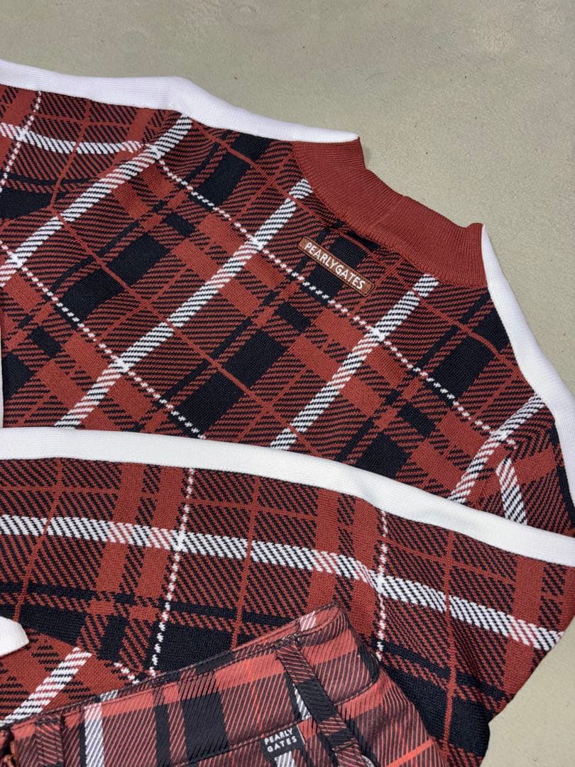（超美品）パーリーゲイツ、グレンチェック柄シリーズ、セットアップ、サイズ1