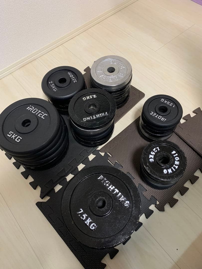ベンチプレス　Wシャフト　可変式ダンベル　107.5kセット
