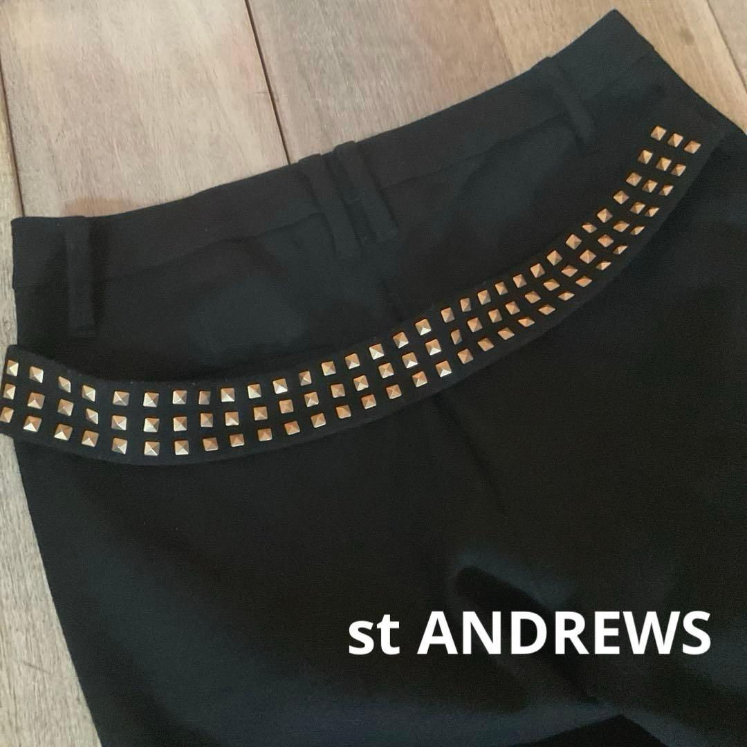美品st ANDREWSスタッズ装飾ループスリムフィット ストレッチパンツL