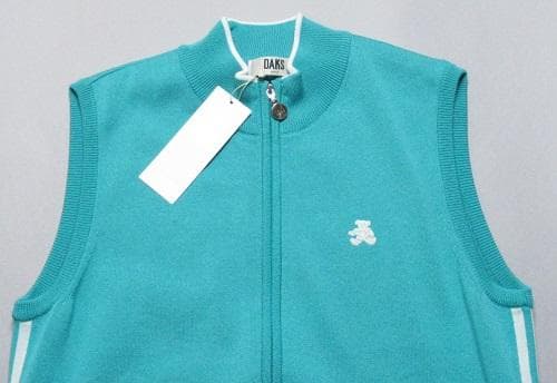 新品 ダックス/DAKS GOLF　フルジッップニットベスト/M/ミントグリーン