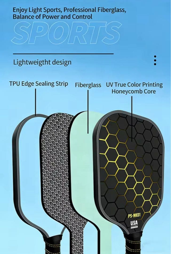 新品未使用　USAPA認定　ピクルボール　パドル　4本セット