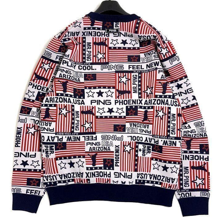 新品 PING ピン ゴルフ ジャカード クルーネックニット プルオーバー LL