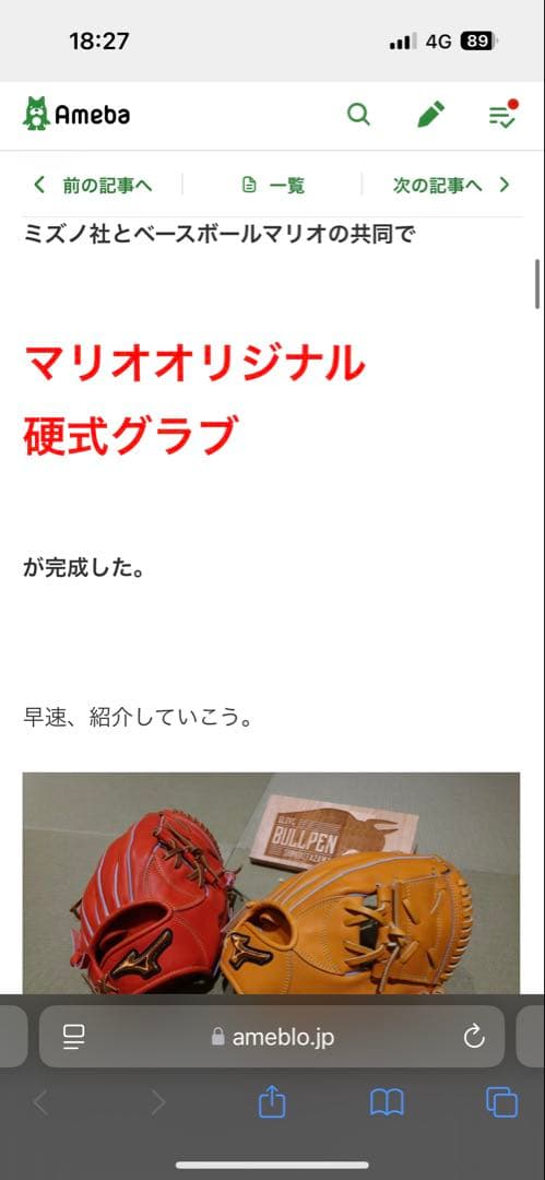 Mizuno Pro 硬式グローブ 仁志モデル