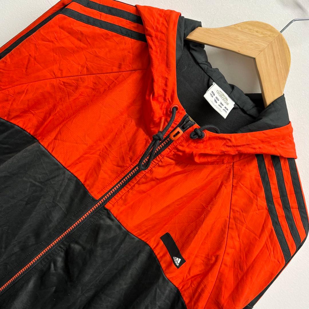 00's vintage adidas フード付きジャケット オレンジ/ブラック