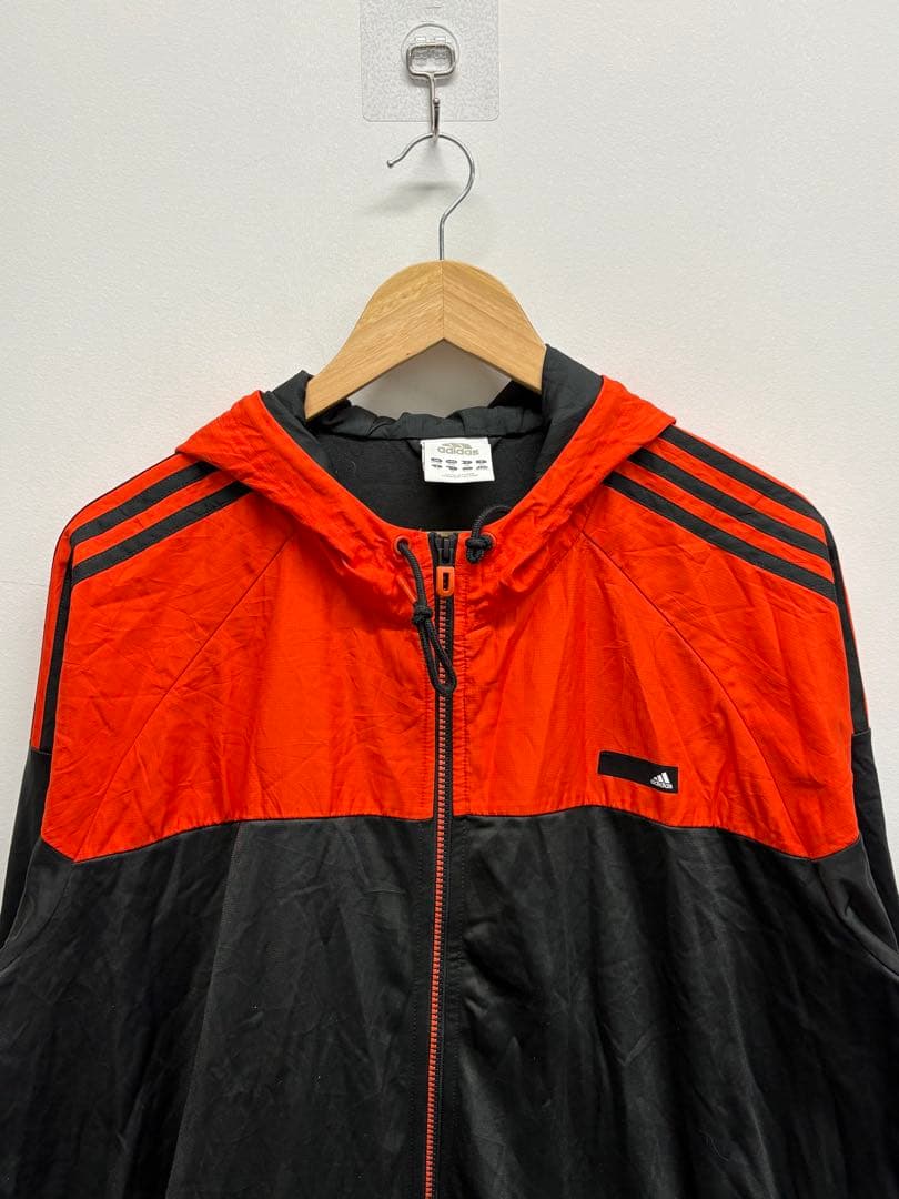 00's vintage adidas フード付きジャケット オレンジ/ブラック