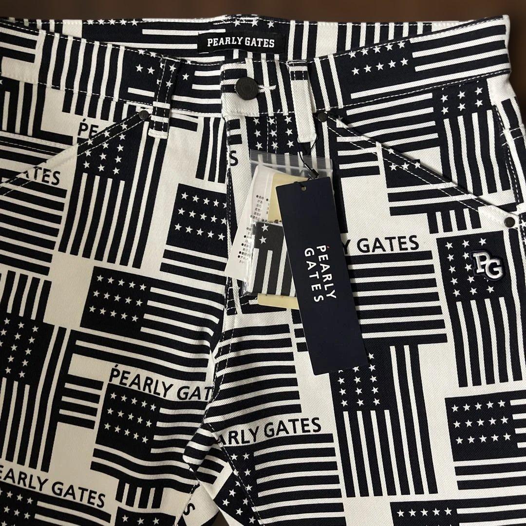 新品　PEARLY GATES アメリカ国旗柄パンツ　白　3 Mサイズ