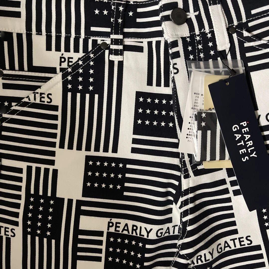 新品　PEARLY GATES アメリカ国旗柄パンツ　白　3 Mサイズ
