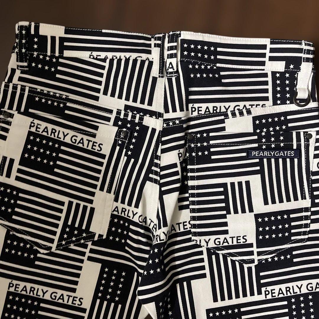 新品　PEARLY GATES アメリカ国旗柄パンツ　白　3 Mサイズ