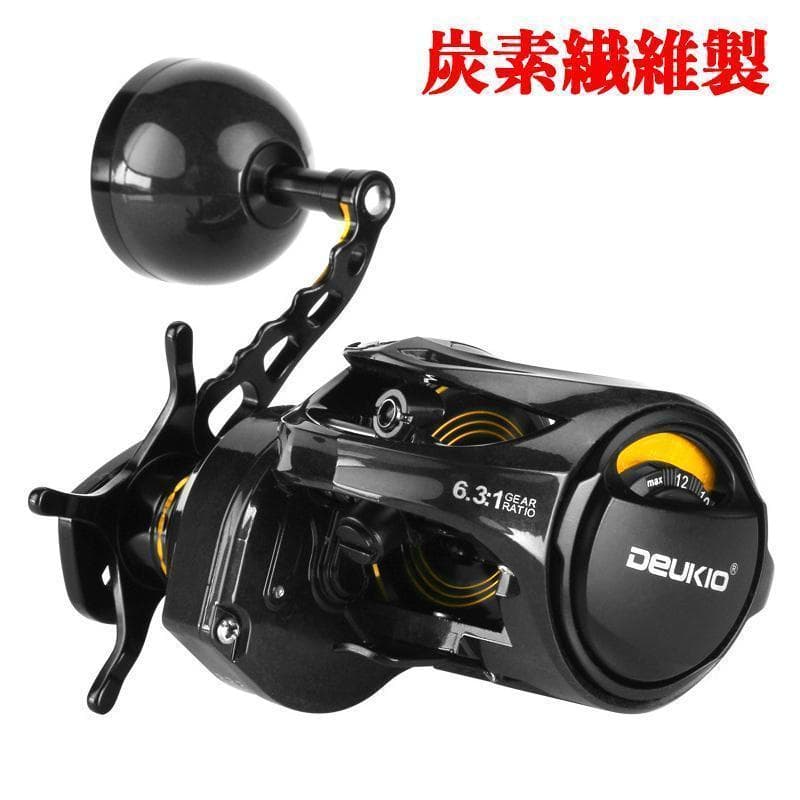 YU179X左 カーボンボデイ 深溝 ベイトリール ド16kg ブレーキ12階段