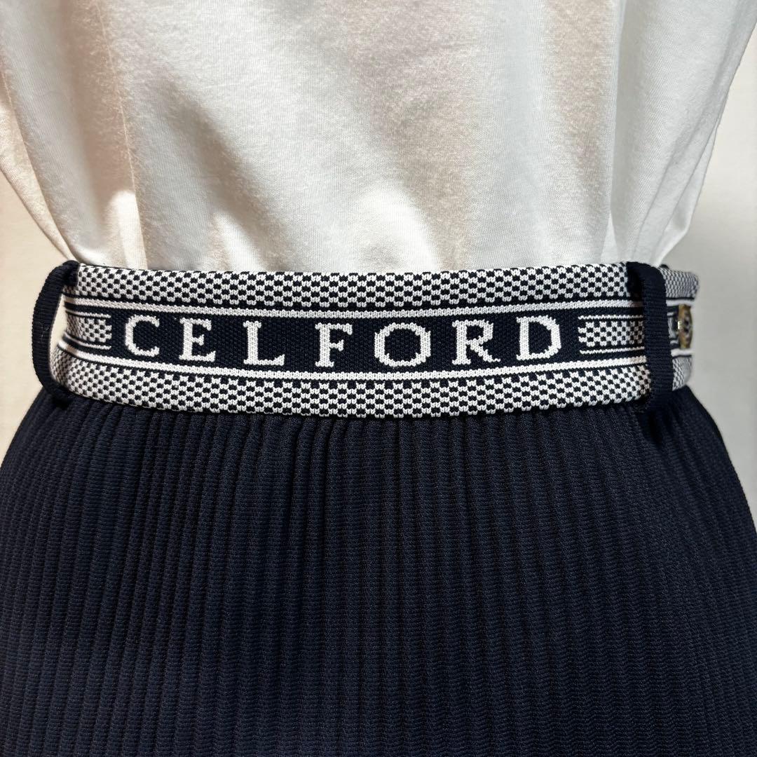 CELFORD セルフォード 2023プリーツスカート ロゴ金具 ネイビー 38
