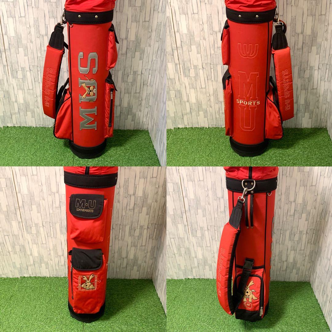 良品超希少 M•U SPORTS キャディバッグ 赤黒 カート式 ミエコウエサコ