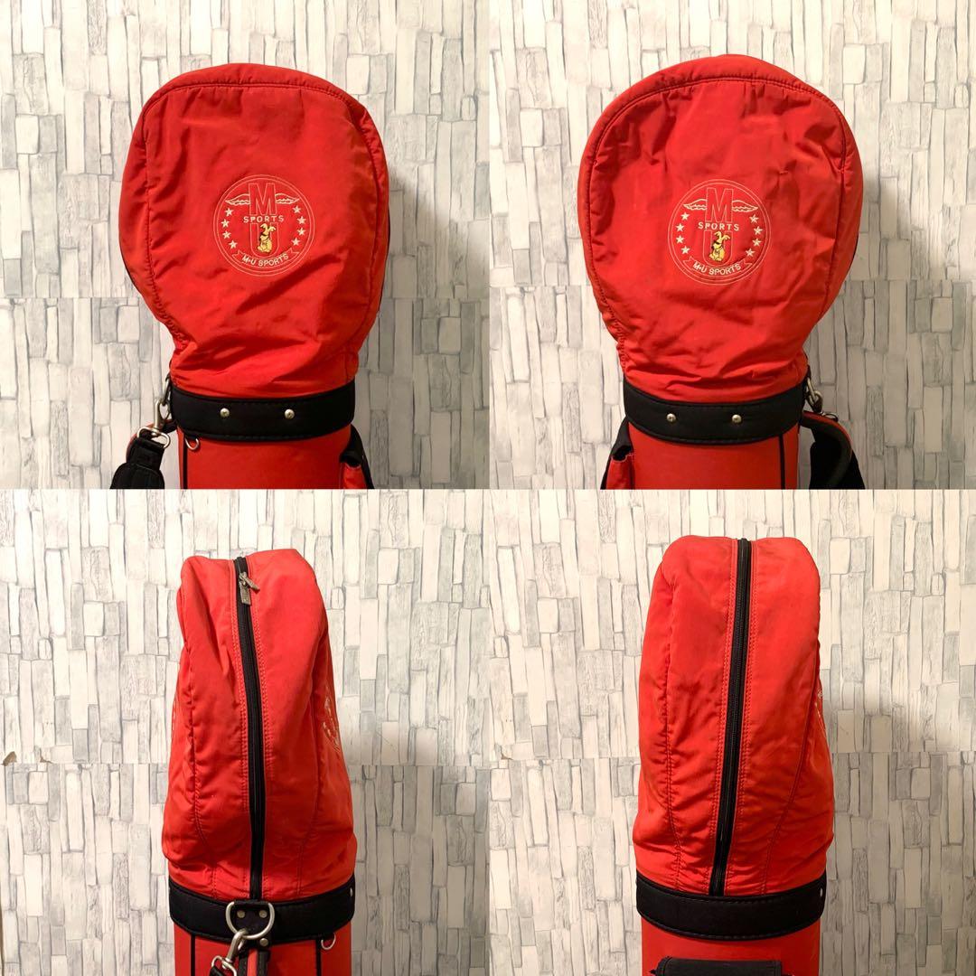 良品超希少 M•U SPORTS キャディバッグ 赤黒 カート式 ミエコウエサコ
