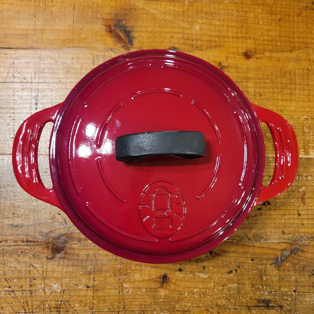 【美品】希少 Coleman エナメルクッキングポット ダッチオーブン 赤 鍋