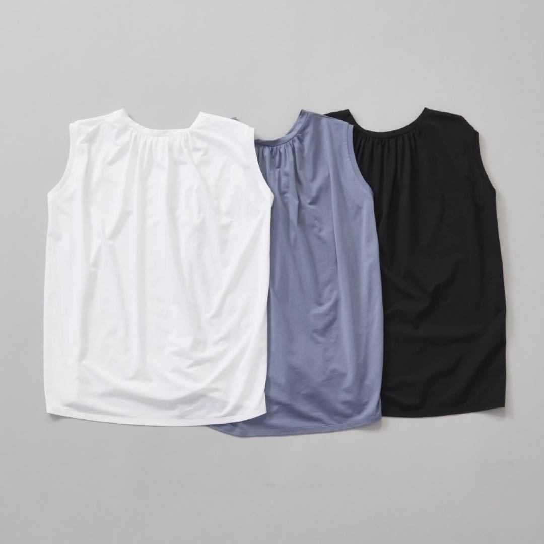 ジュリエ ヨガウェア ロング丈 ノースリーブ プルオーバー Tシャツ 黒 ヨガ