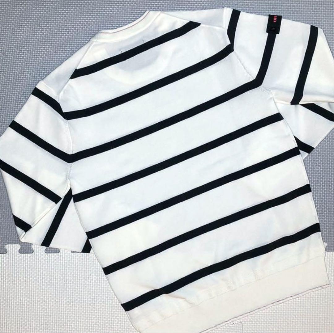 BRIEFING GOLF MS ストライプ クルーネックニット（WHT／M）