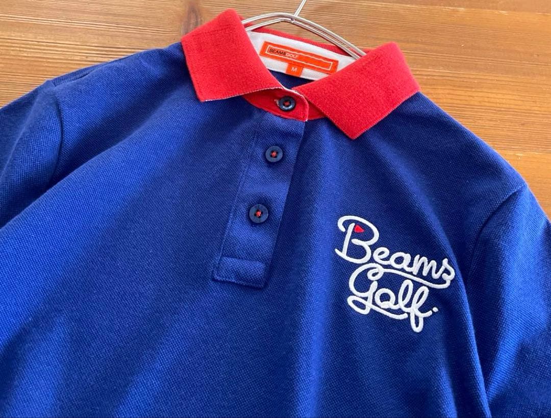 BEAMS GOLF 日本製　ゴルフ半袖ポロシャツ　トリコロールカラー