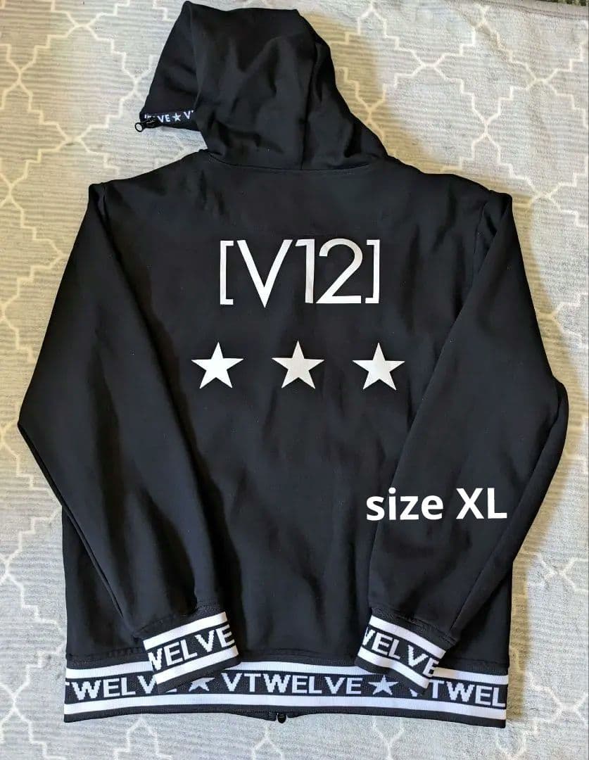 V12 /ヴィトゥエルブ 高級感 フルジップパーカー　完売サイズ XL　ブラック