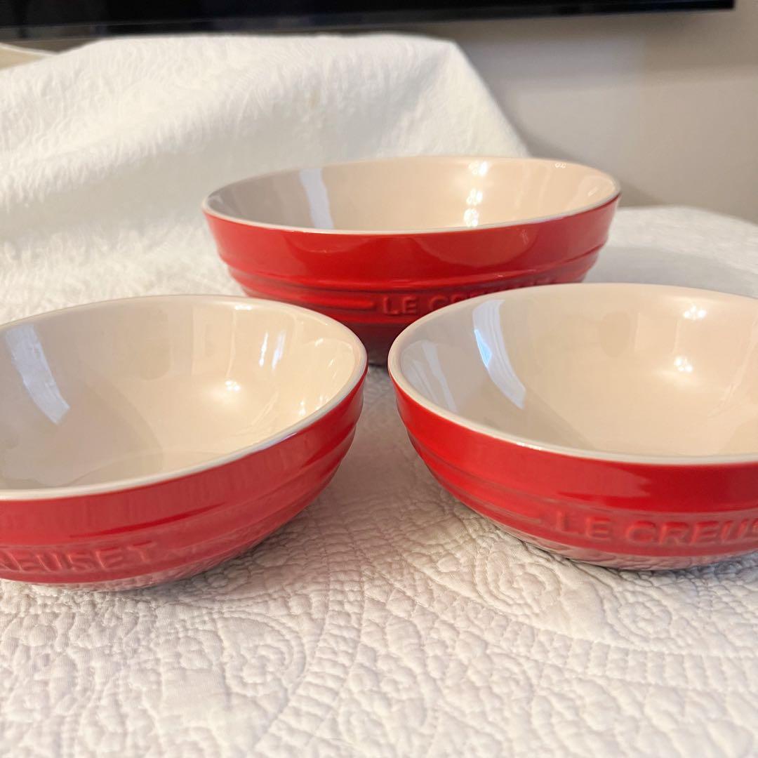 ⑪LE CREUSET レッド マルチボウル 3個セット ルクルーゼ 赤 大鉢