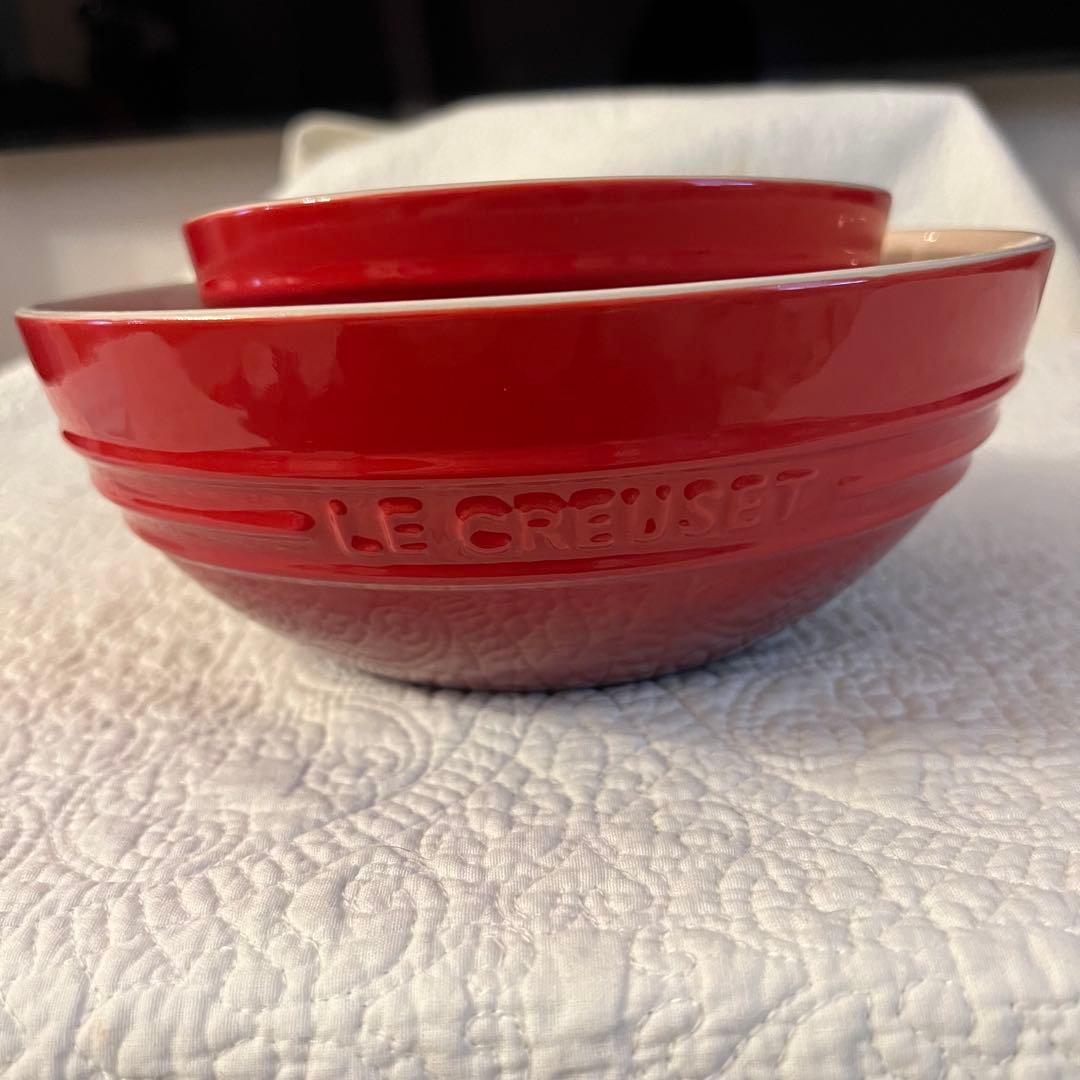 ⑪LE CREUSET レッド マルチボウル 3個セット ルクルーゼ 赤 大鉢