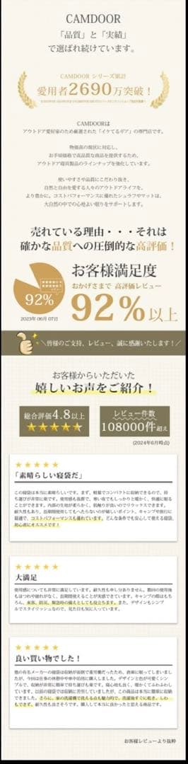 Camdoor 寝袋 シュラフ オールシーズン対応