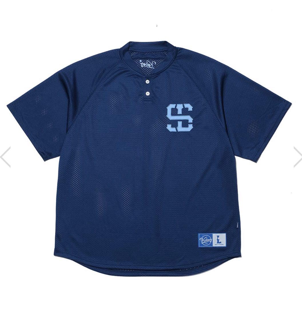 KEBOZ×LIONS MESH BASEBALL HENLEY XL