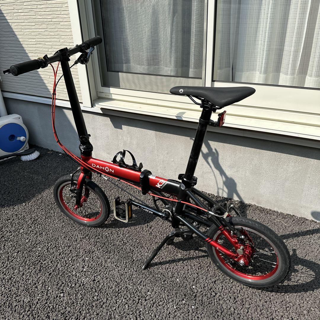 DAHON K3 赤黒カラー 純正ハンドグリップ　ライト付き
