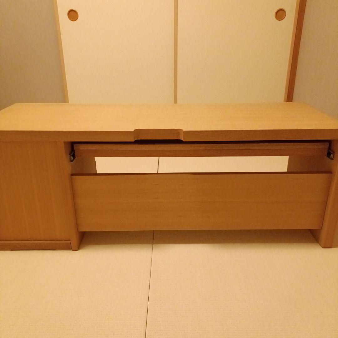 天然木PCデスク 引き出し付き