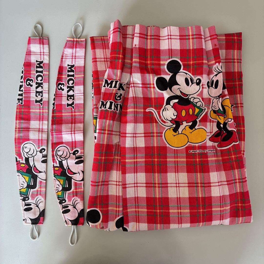 【レア】Mickey Mouse ドレープカーテン 赤チェック柄 2枚セット